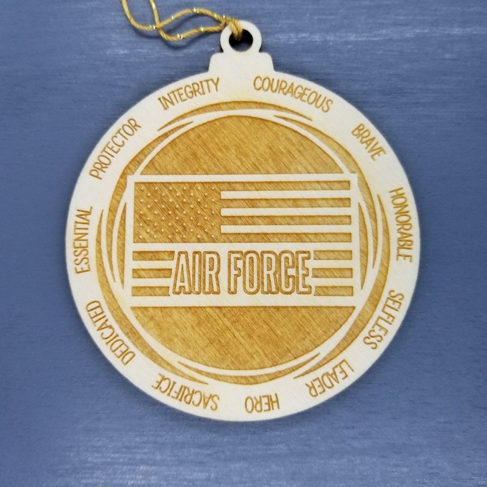Air Force Christmas Ornament - Character Traits - Handmade Wood Ornament -  Gift